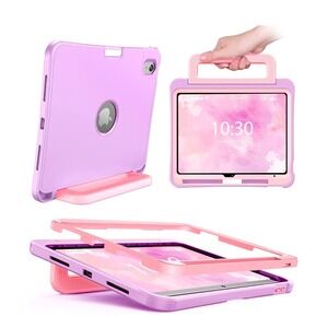 INFILAND Kids Case for iPad 10th Gen 10.9 2022 Shockproof Stand Purple Pink